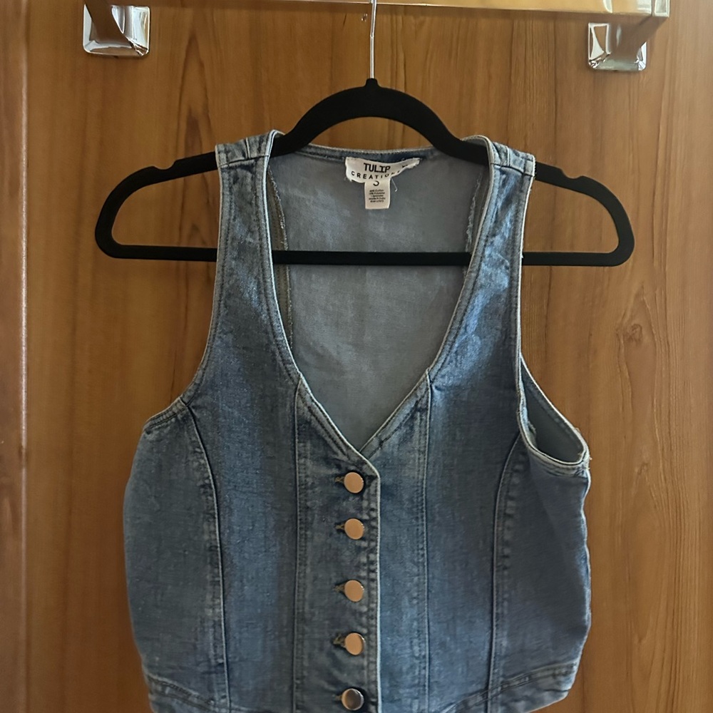 Denim Button-Up Vest